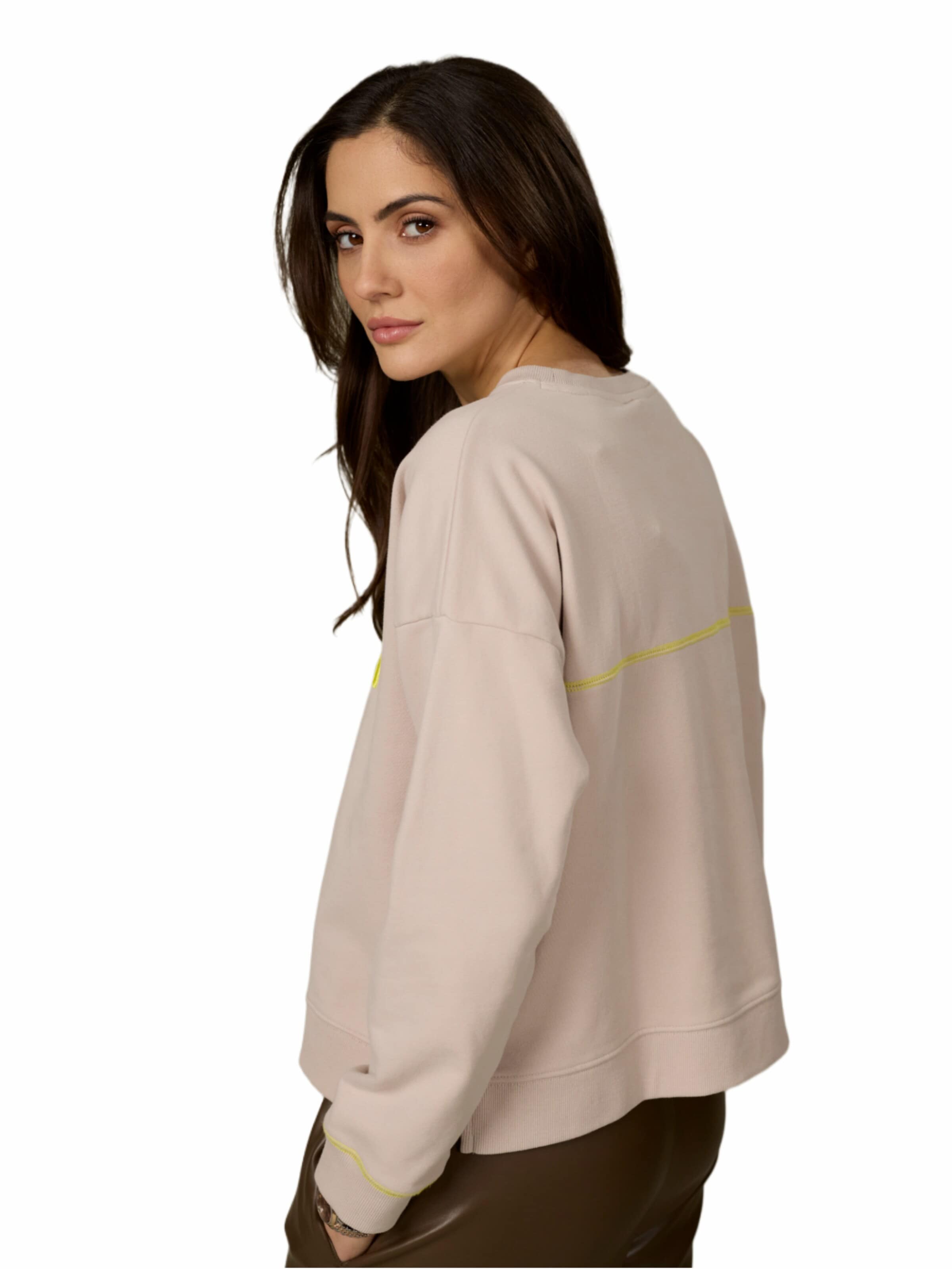 LIKS. Munich Sweatshirt 'Sweatpullover mit Stickerei Positiv Hearts - SelinaC' in Beige