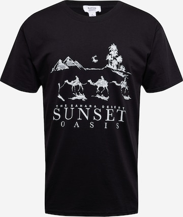 melns BURTON MENSWEAR LONDON T-Krekls 'Sunset Oasis': no priekšpuses