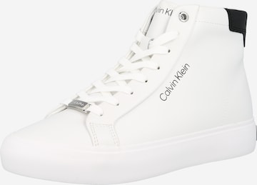 Calvin Klein - Zapatillas deportivas altas en blanco: frente