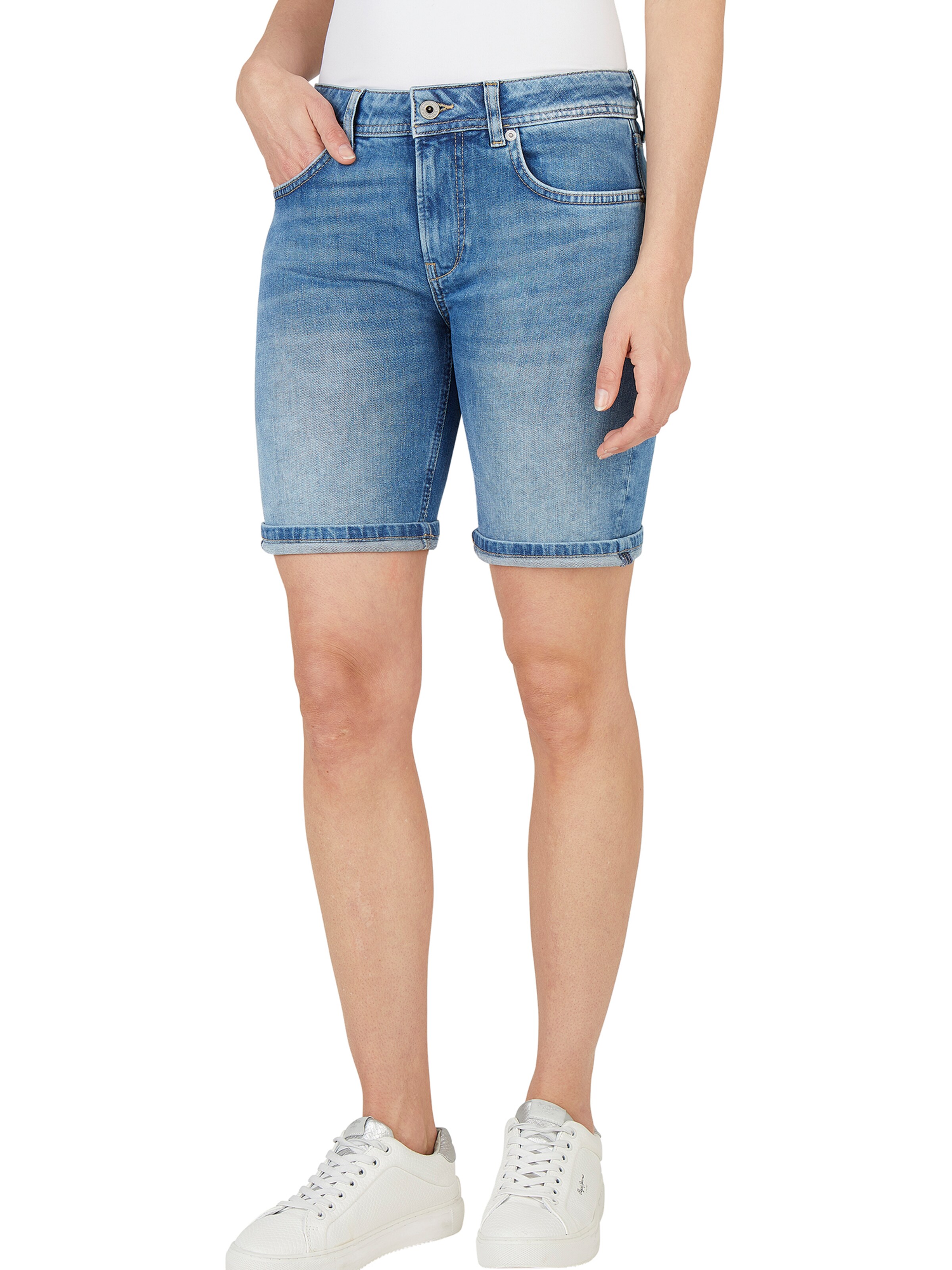 Pepe Jeans Slimfit Shorts 'Poppy' in Blau: Vorderseite