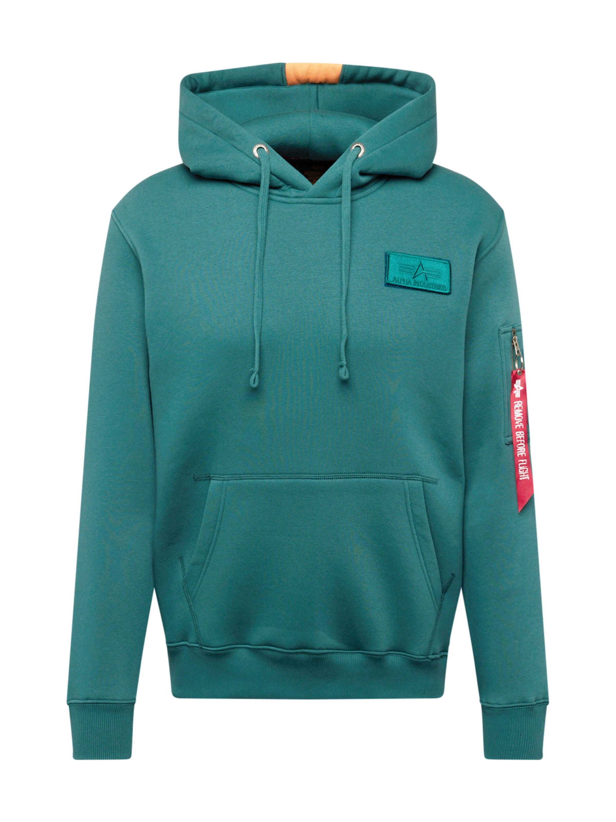 Bluză de molton 'Red Stripe' de la ALPHA INDUSTRIES pe verde: față