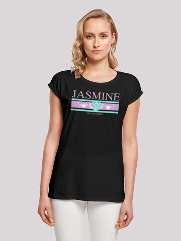 F4NT4STIC Shirt 'Disney Jasmine See The World' in Zwart: voorkant