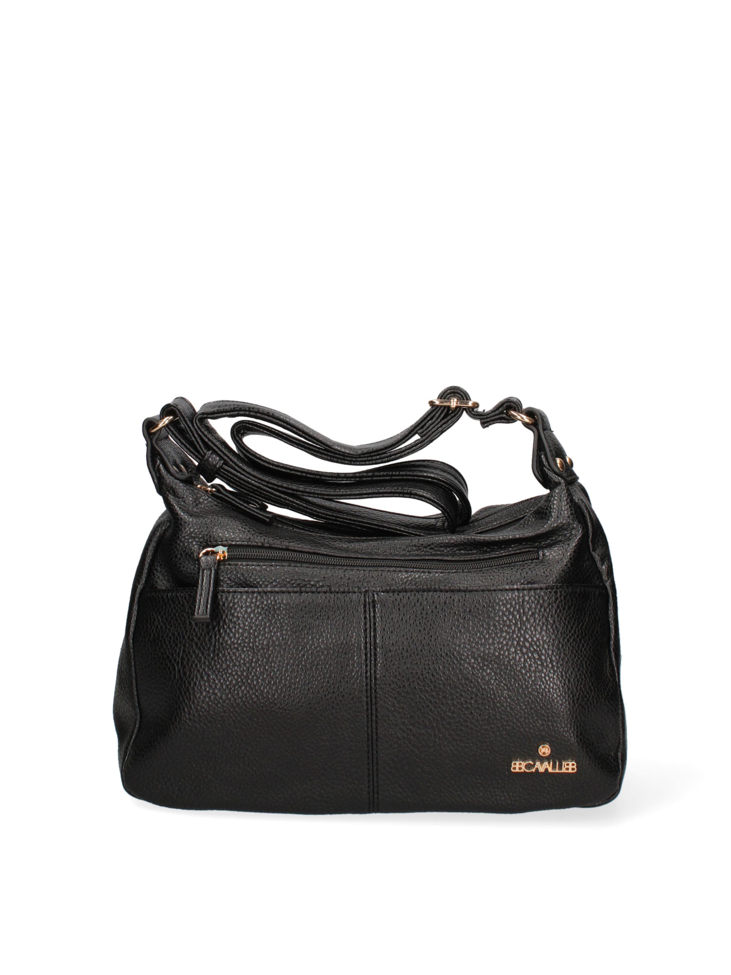 Borsa a spalla 'Borsa a Tracolla Donna Ecopelle con Zip e Tasche Multiple - B Cavalli' di B. Cavalli in nero: frontale