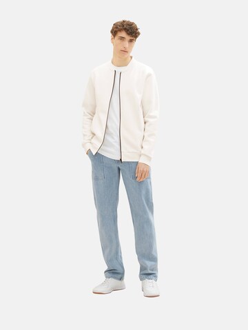 TOM TAILOR DENIM Zip-Up Hoodie in White