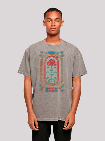 F4NT4STIC Shirt 'Stranger Things Rose Window Netflix TV Series' in Grijs: voorkant