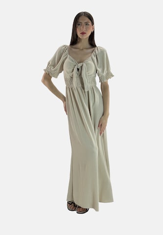 Elara Dress in Beige: front