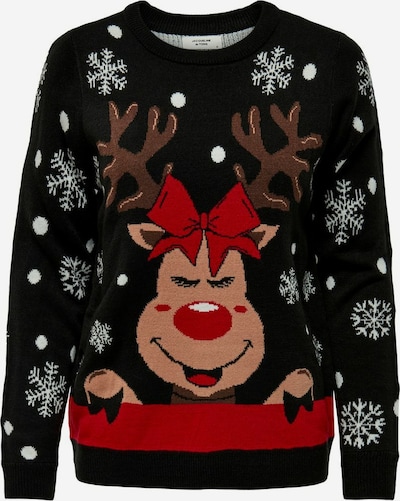 JDY Pullover 'JDYLUCIA' in braun / rot / schwarz / weiß, Produktansicht