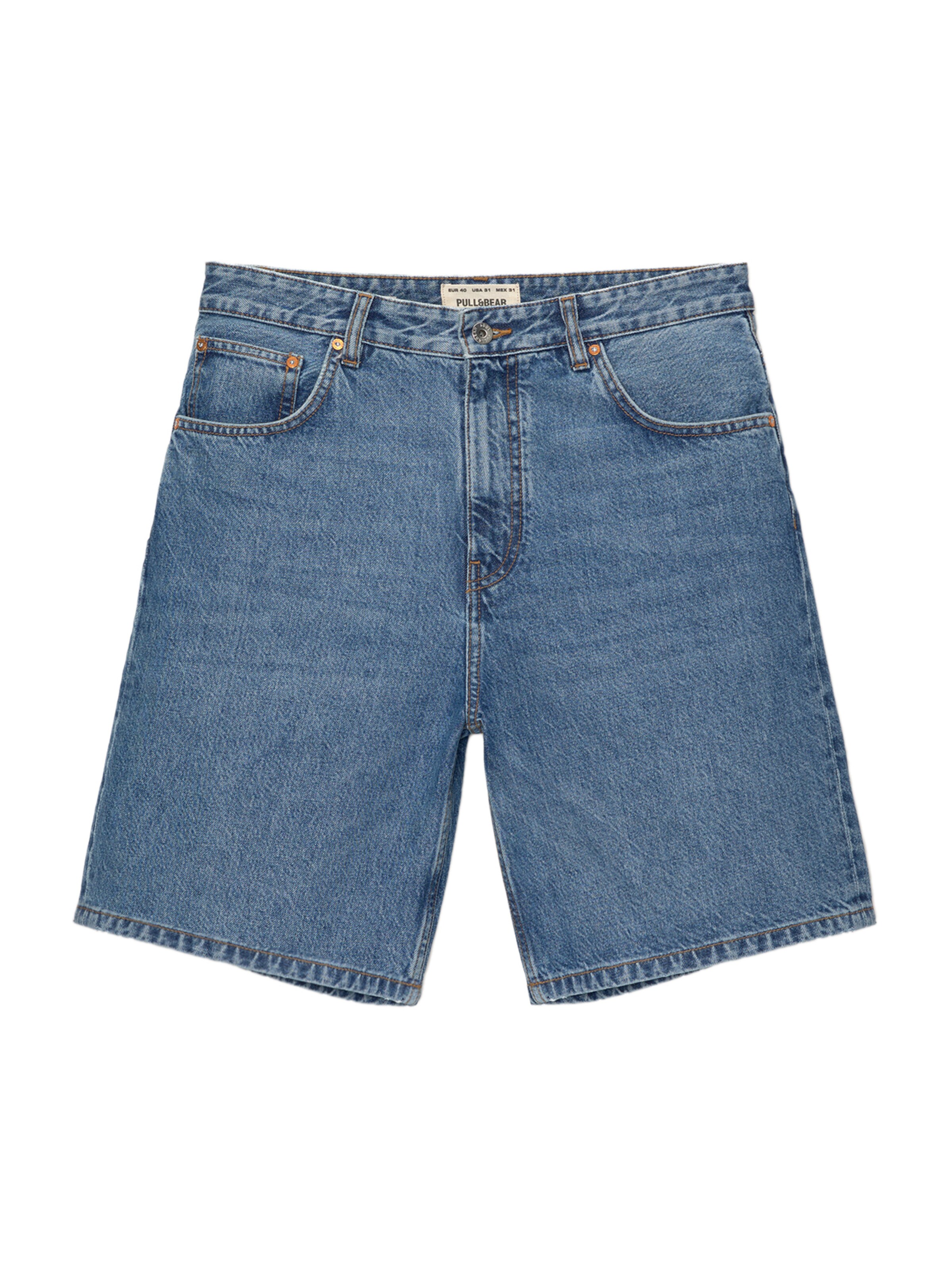Pull&Bear Loosefit Shorts in Blau: Vorderseite