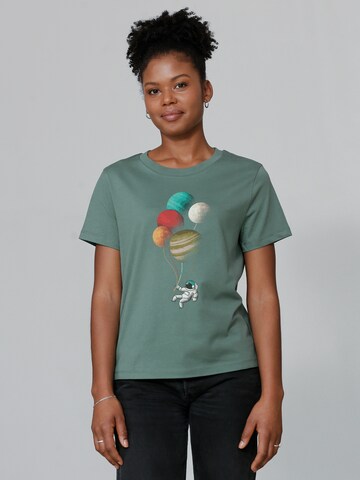 Maglietta ' Balloon Spaceman ' di Watapparel in verde: frontale