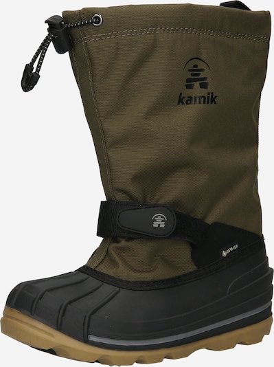 Kamik Snowboots 'Waterbug8G' in de kleur Olijfgroen / Zwart / Wit, Productweergave