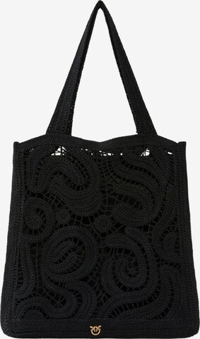 PINKO Handtas 'PINKO SHOPPER CROCHET GEOMETRICO BORSA' in Zwart: voorkant