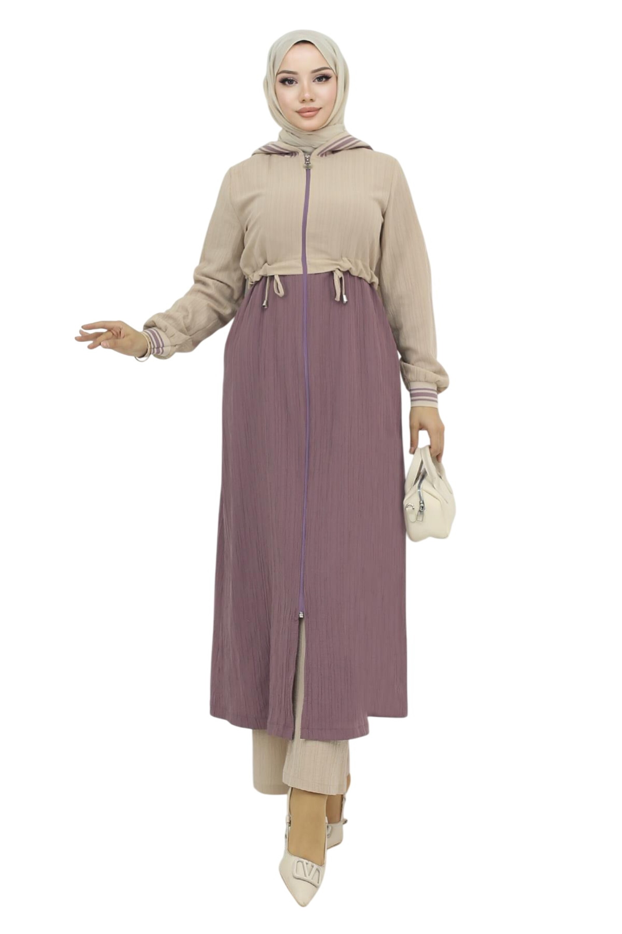 MODAMIHRAM Jurk in Beige: voorkant