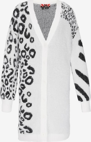 myMo ROCKS Πλεκτή ζακέτα σε λευκό: μπροστά