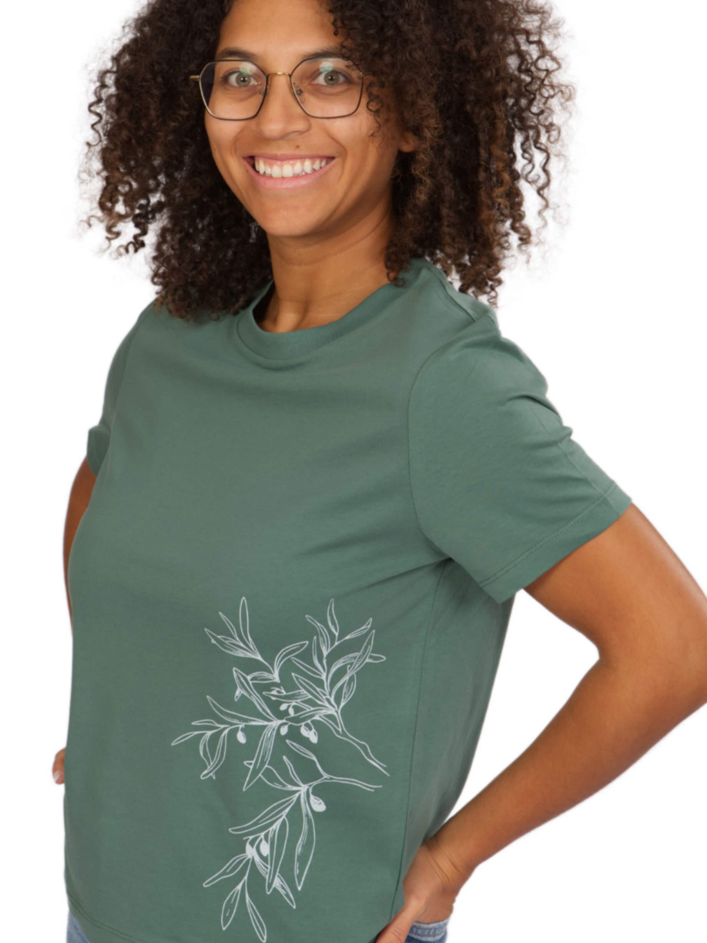 Life-Tree Shirt 'Organic Fairwear Olive Branch'‌‌‌ in Blau
