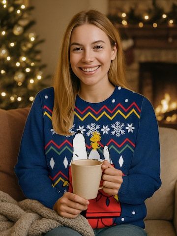 Snoopy & Die Peanuts Pullover 'Weihnachtspullover'‌‌‌‌ in Blau