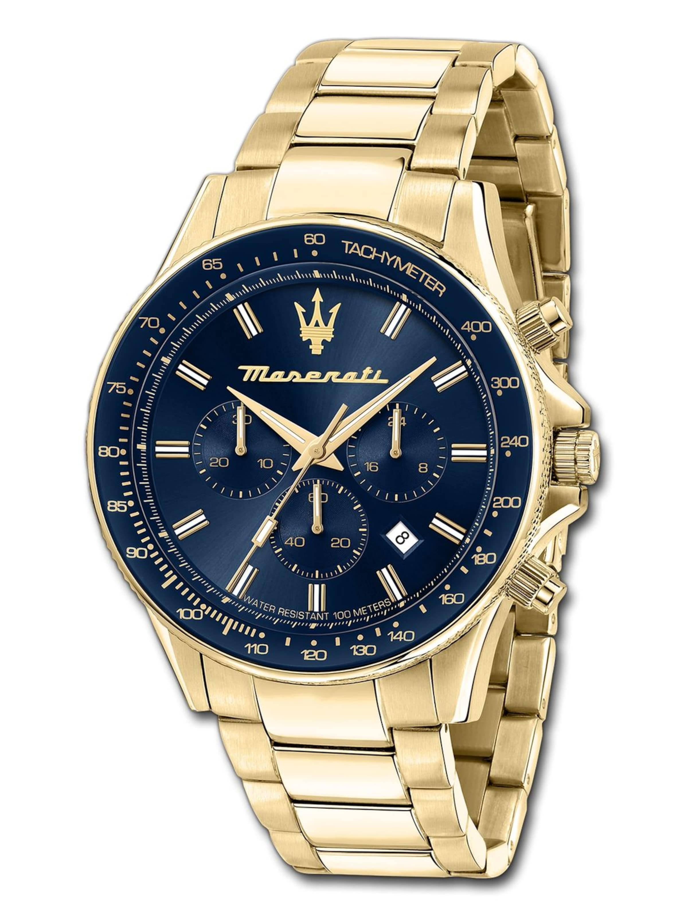 Montre à affichage analogique Maserati en or : devant