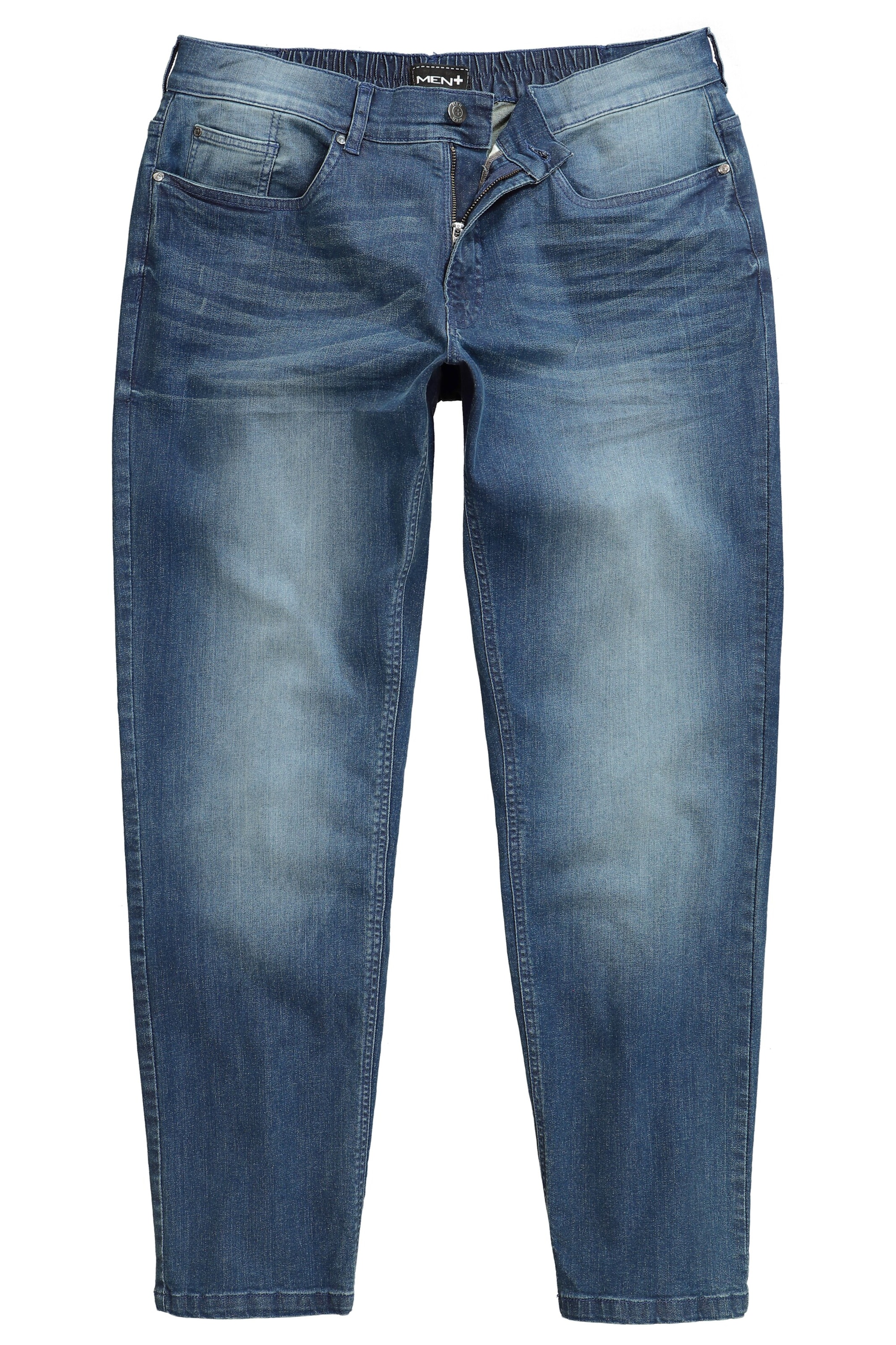 Men Plus Tapered Jeanshose in Braun: Vorderseite