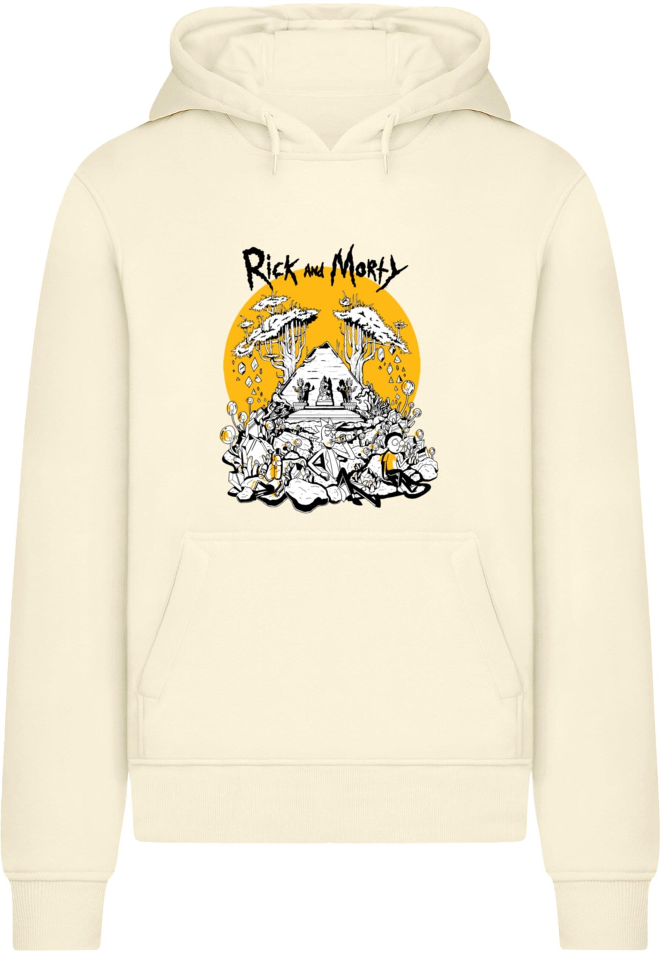 Merchcode Sweatshirt 'Rick and Morty - Rest and Ricklaxation' in Beige: front