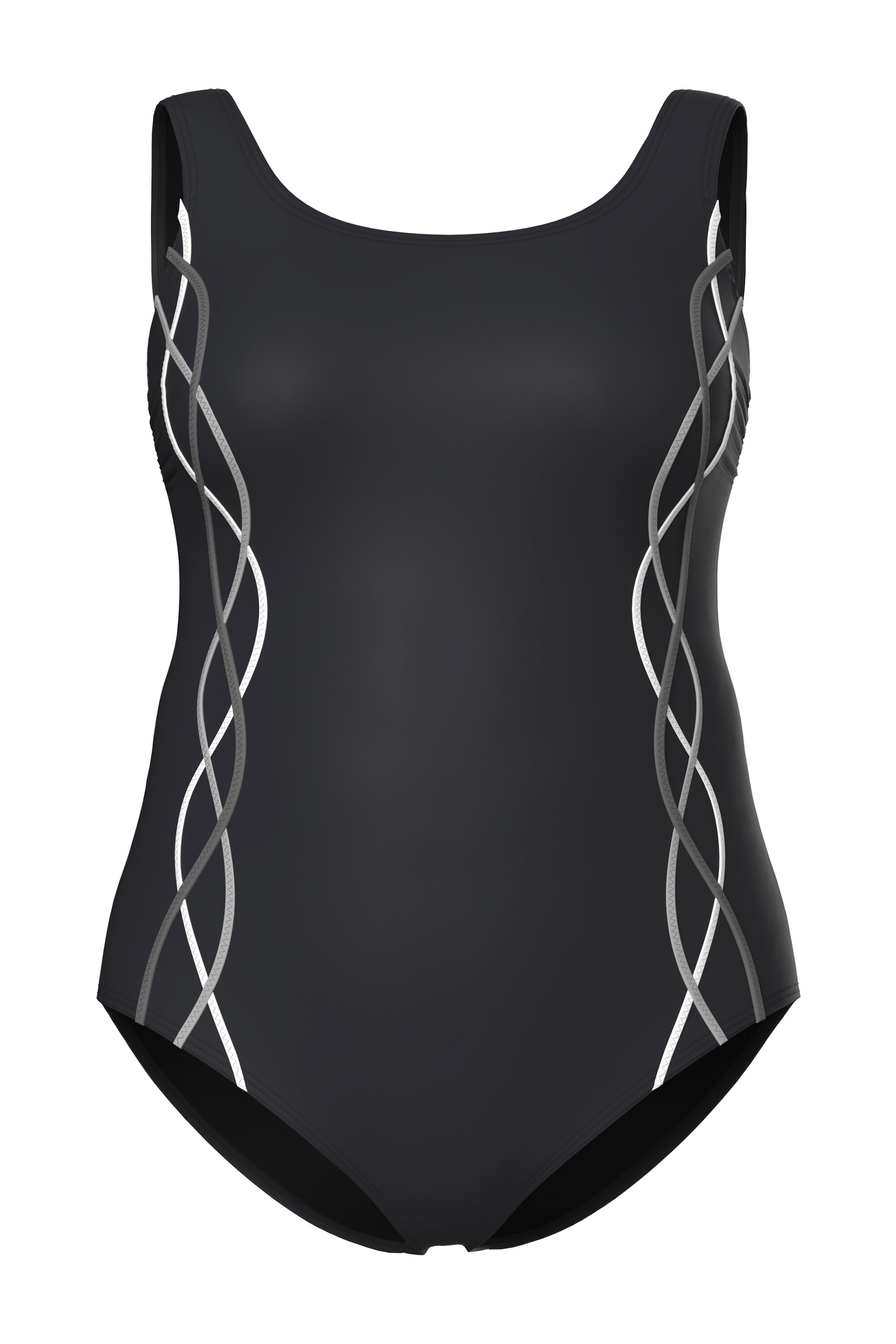 Ulla Popken Bustier Badpak 'Alice' in Zwart: voorkant