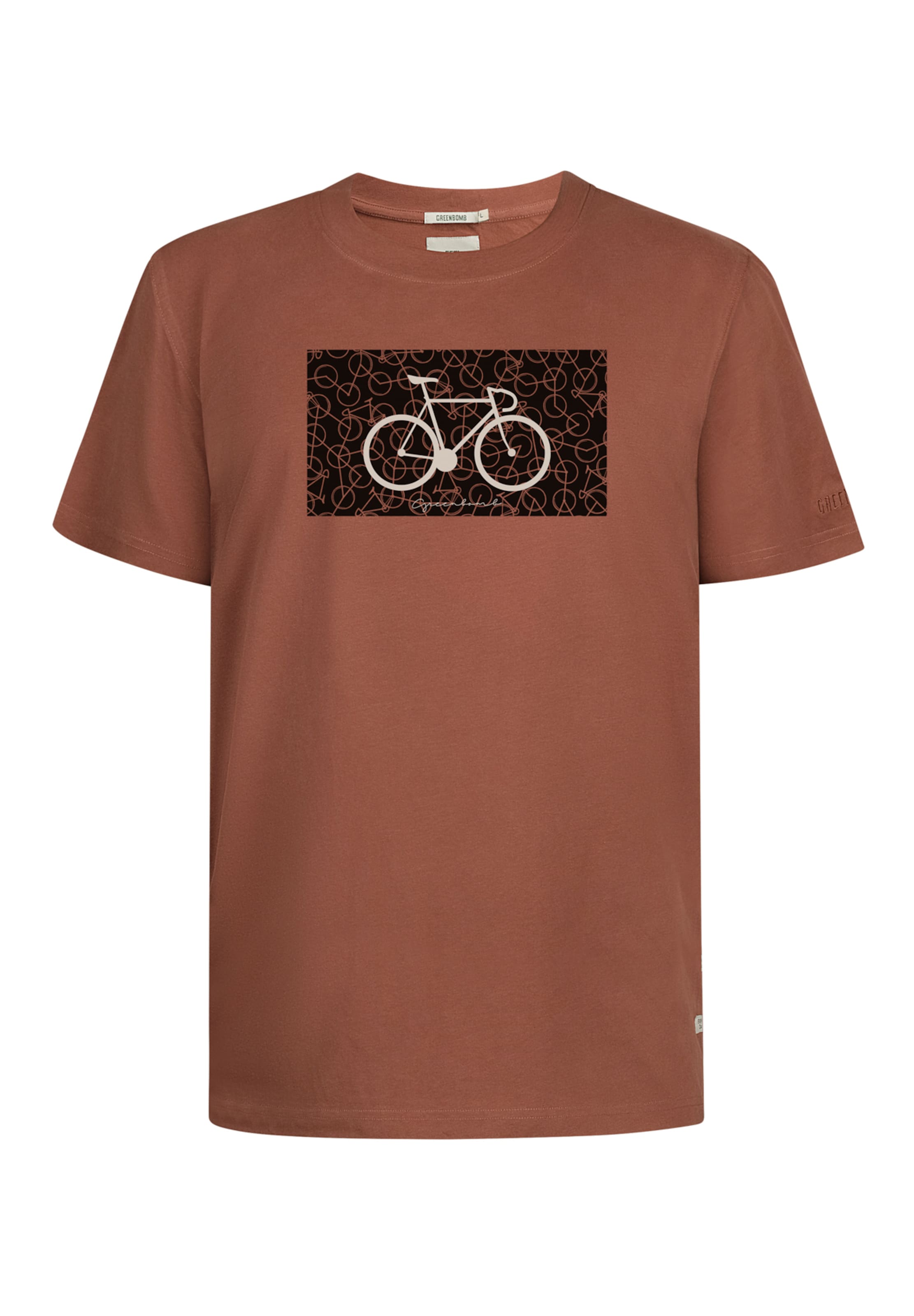 GREENBOMB T-Shirt 'Bike Cube' in Braun: Vorderseite