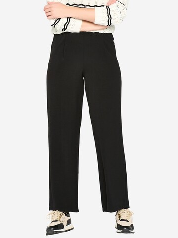 LolaLiza Wide leg Pleat-Front Pants in Black: front