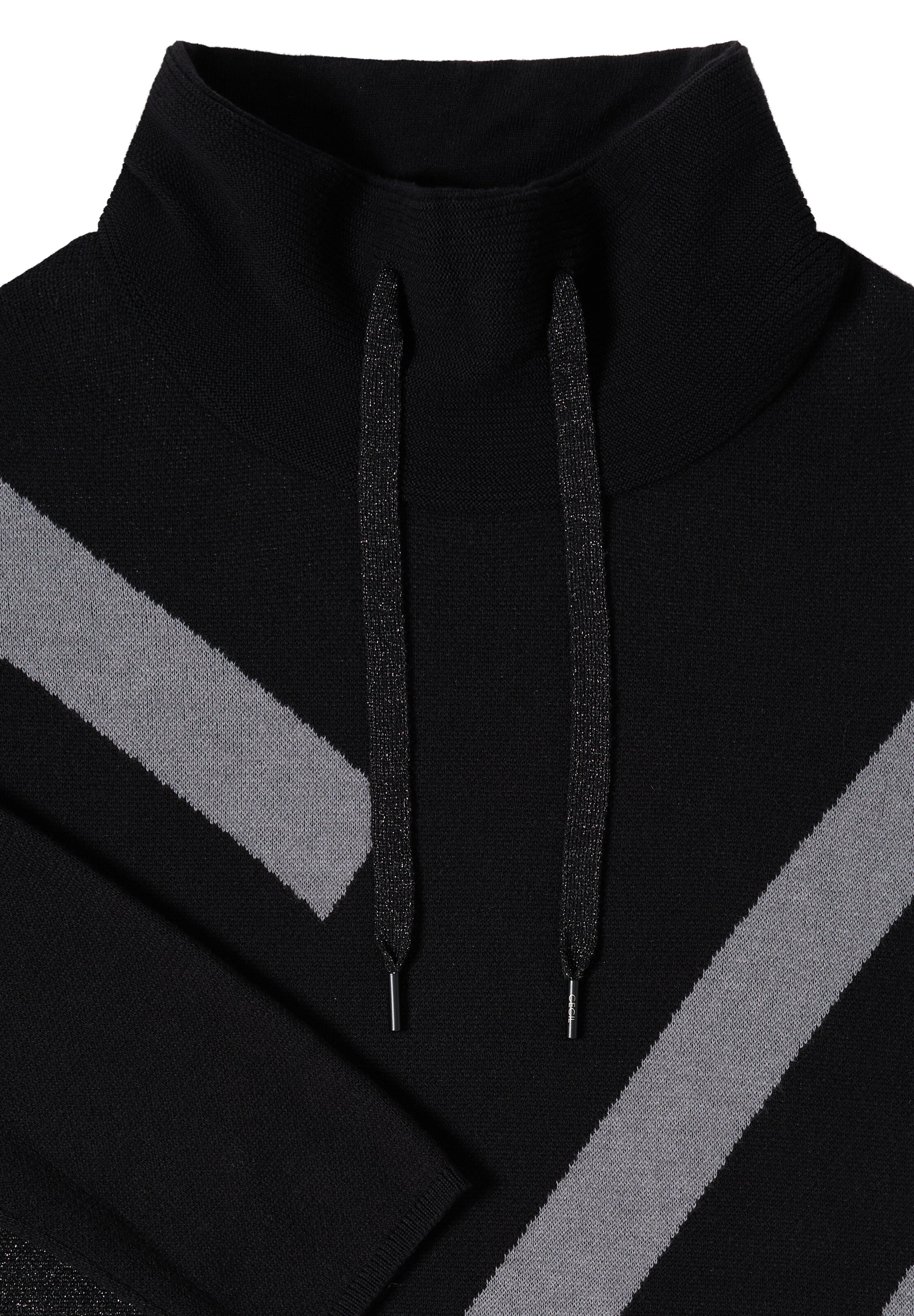 CECIL Sweatshirt mit Glitzer in Schwarz