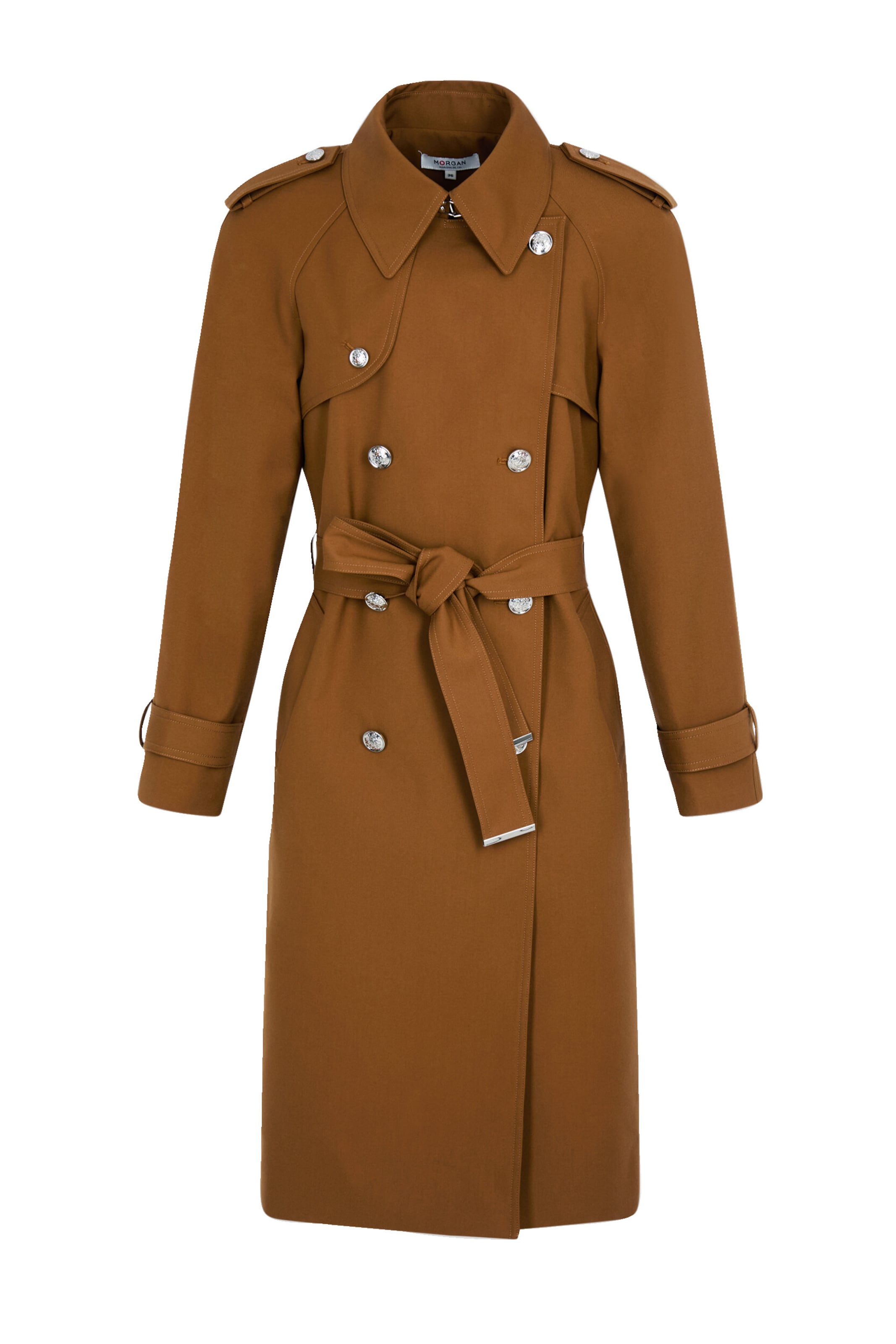 Morgan Between-Seasons Coat in Brown: front