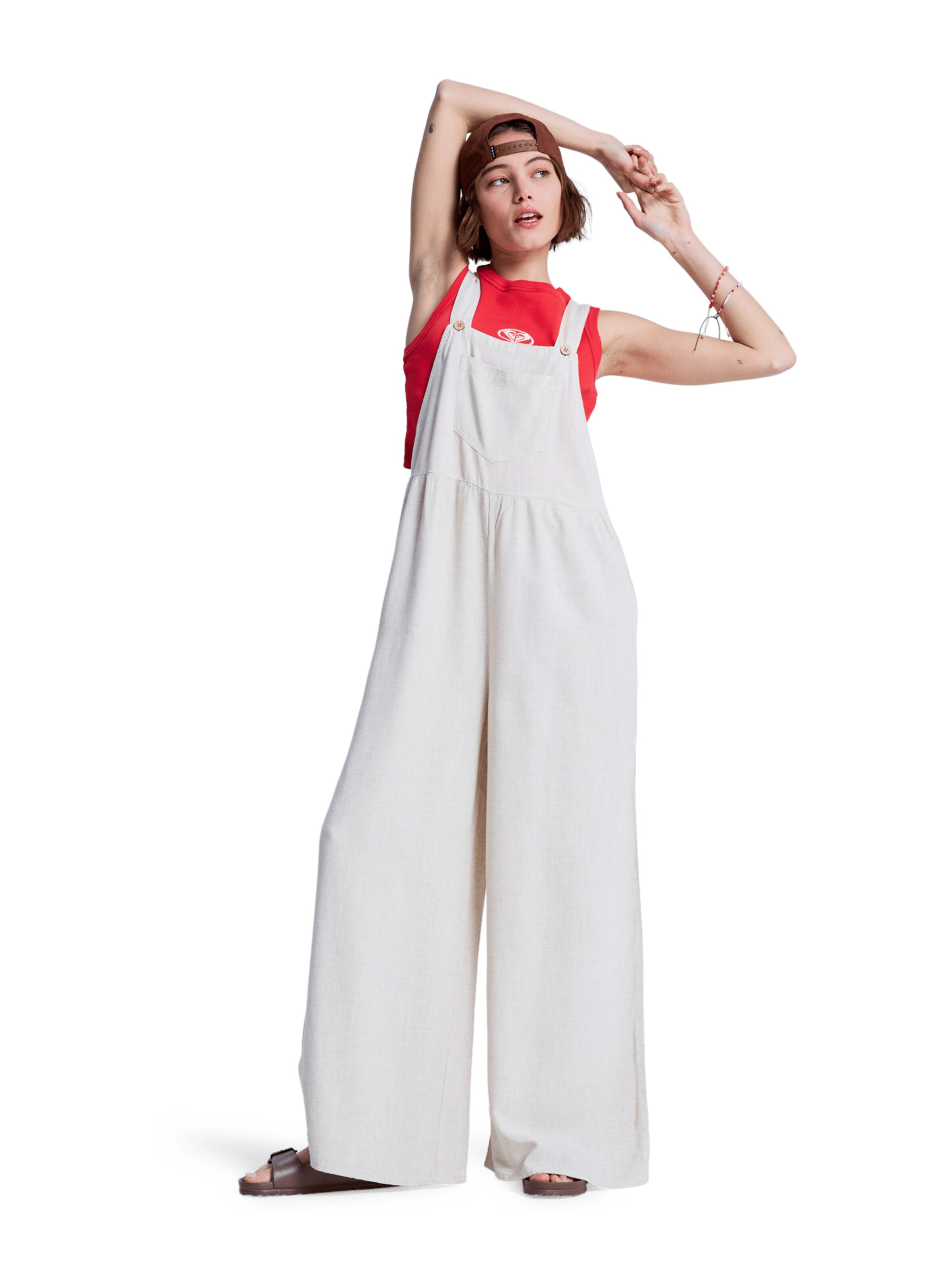 ROXY Latzhose 'Easy Isle' in Weiß: Vorderseite