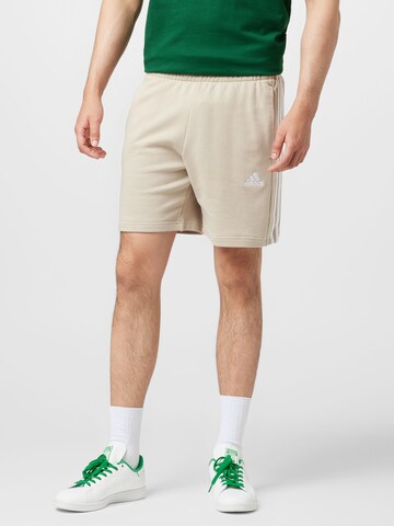ADIDAS SPORTSWEAR Normální Sportovní kalhoty 'Essentials French Terry 3-Stripes' – béžová: přední strana