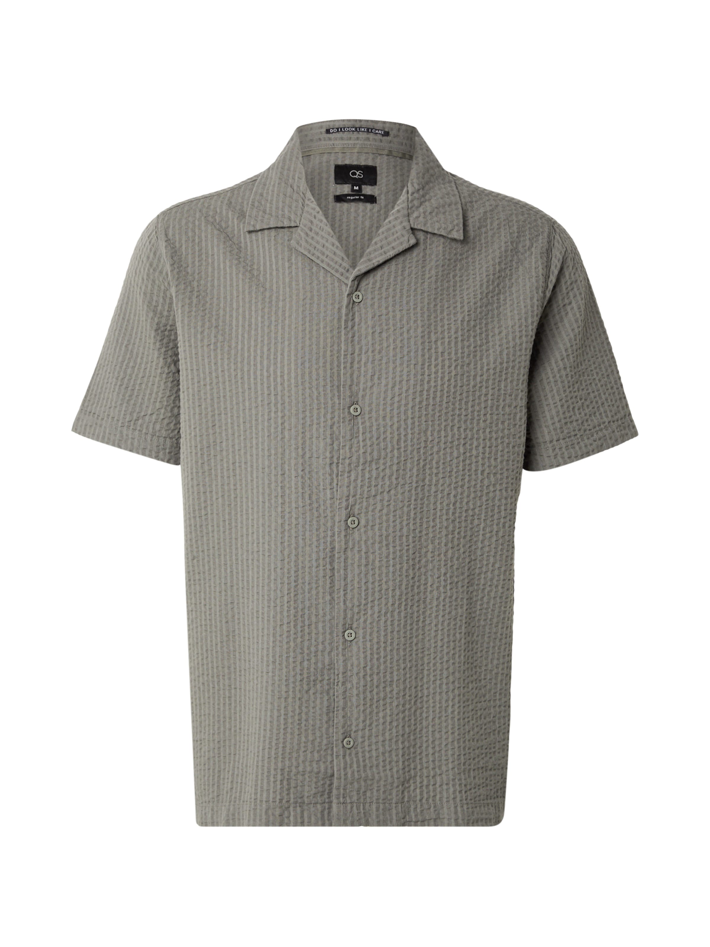 QS Regular fit Button Up Shirt in Grey: front