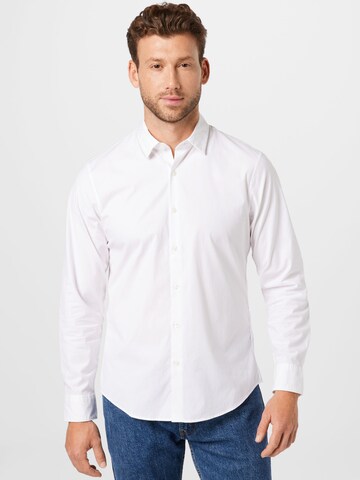 Abercrombie & Fitch Slim fit Button Up Shirt 'POPLIN' in White: front
