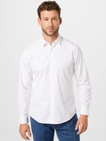 Abercrombie & Fitch Slim Fit Hemd 'POPLIN' in Weiß: Vorderseite