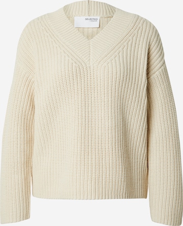 SELECTED FEMME Sweater 'Selma' in Beige: front