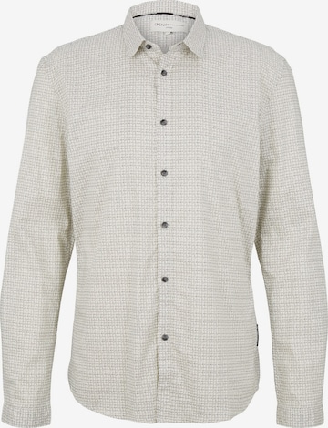 Coupe slim Chemise TOM TAILOR DENIM en beige : devant