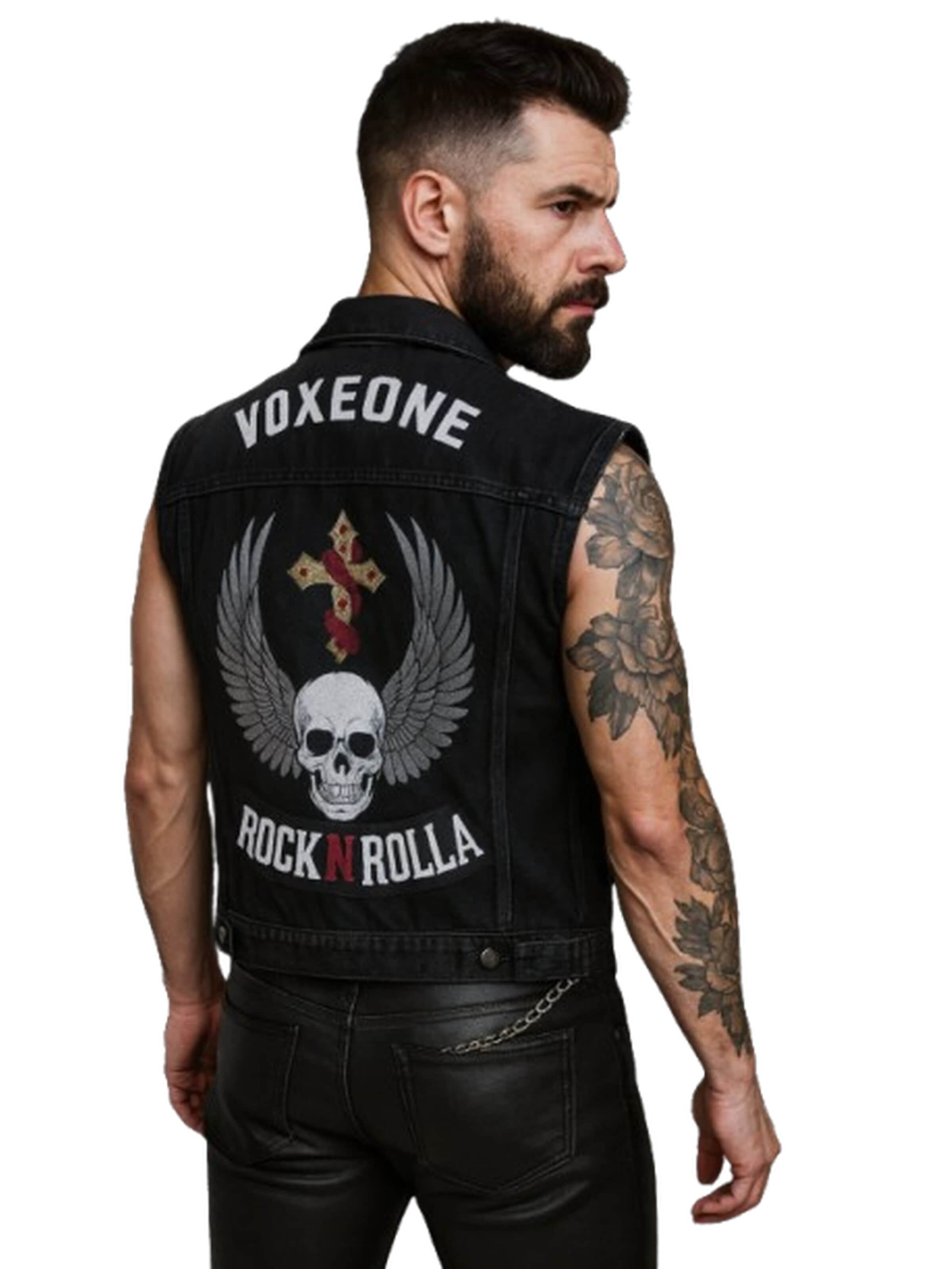 Yoxeone - Chaleco 'HELL RIDERS' en negro: frente
