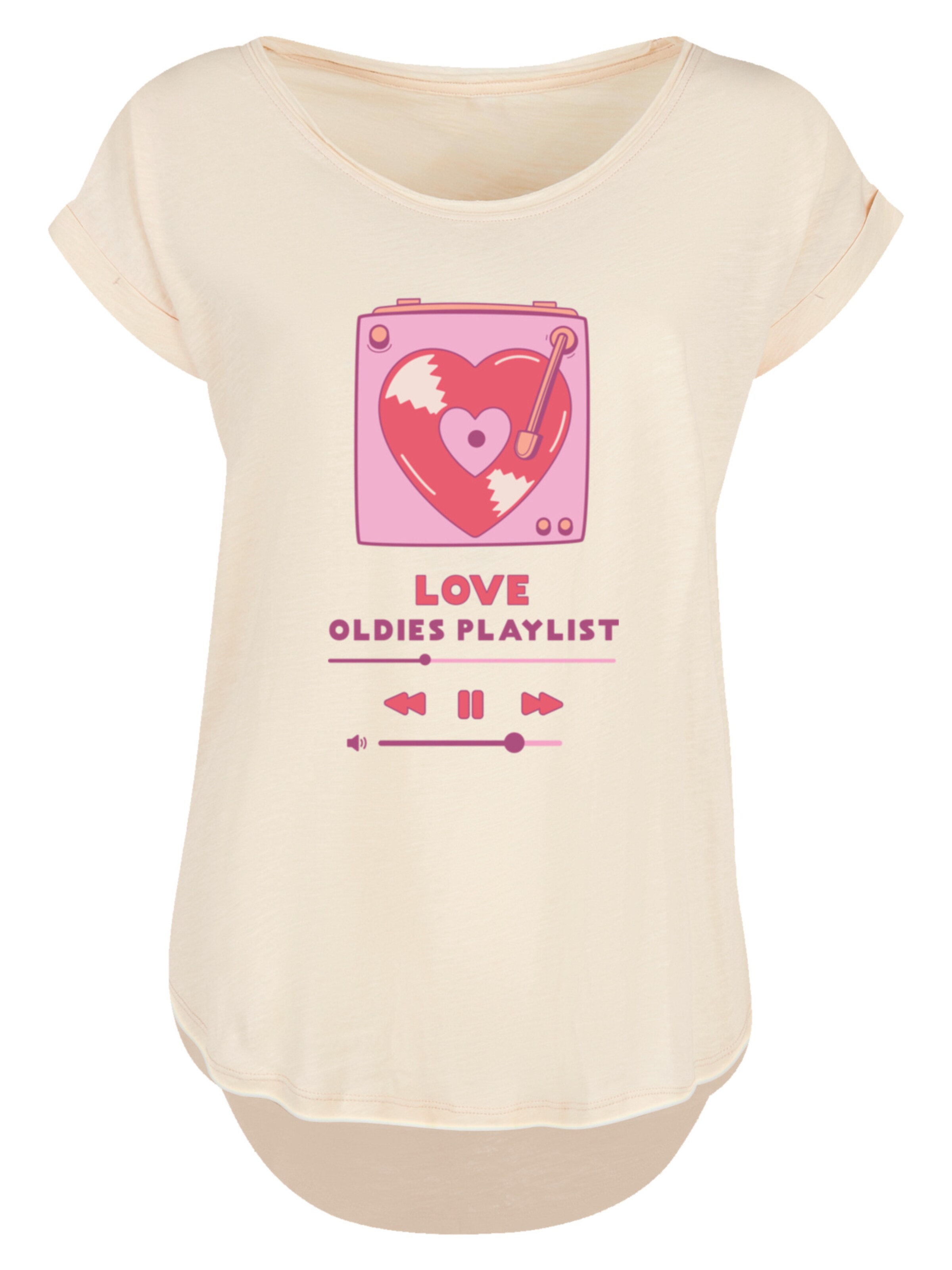 F4NT4STIC Shirt 'Love Oldies Playlist  Valentinstag' in Beige: front