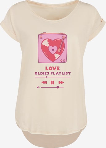F4NT4STIC Shirt 'Love Oldies Playlist Valentinstag' in Beige: front
