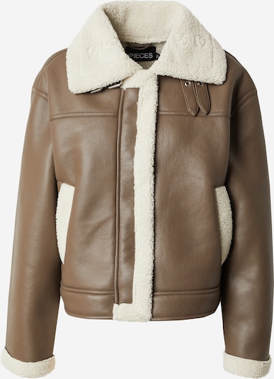 Žieminė striukė 'PCJANELLE' iš PIECES, spalva – tamsiai ruda / šviesiai pilka, Prekių apžvalga