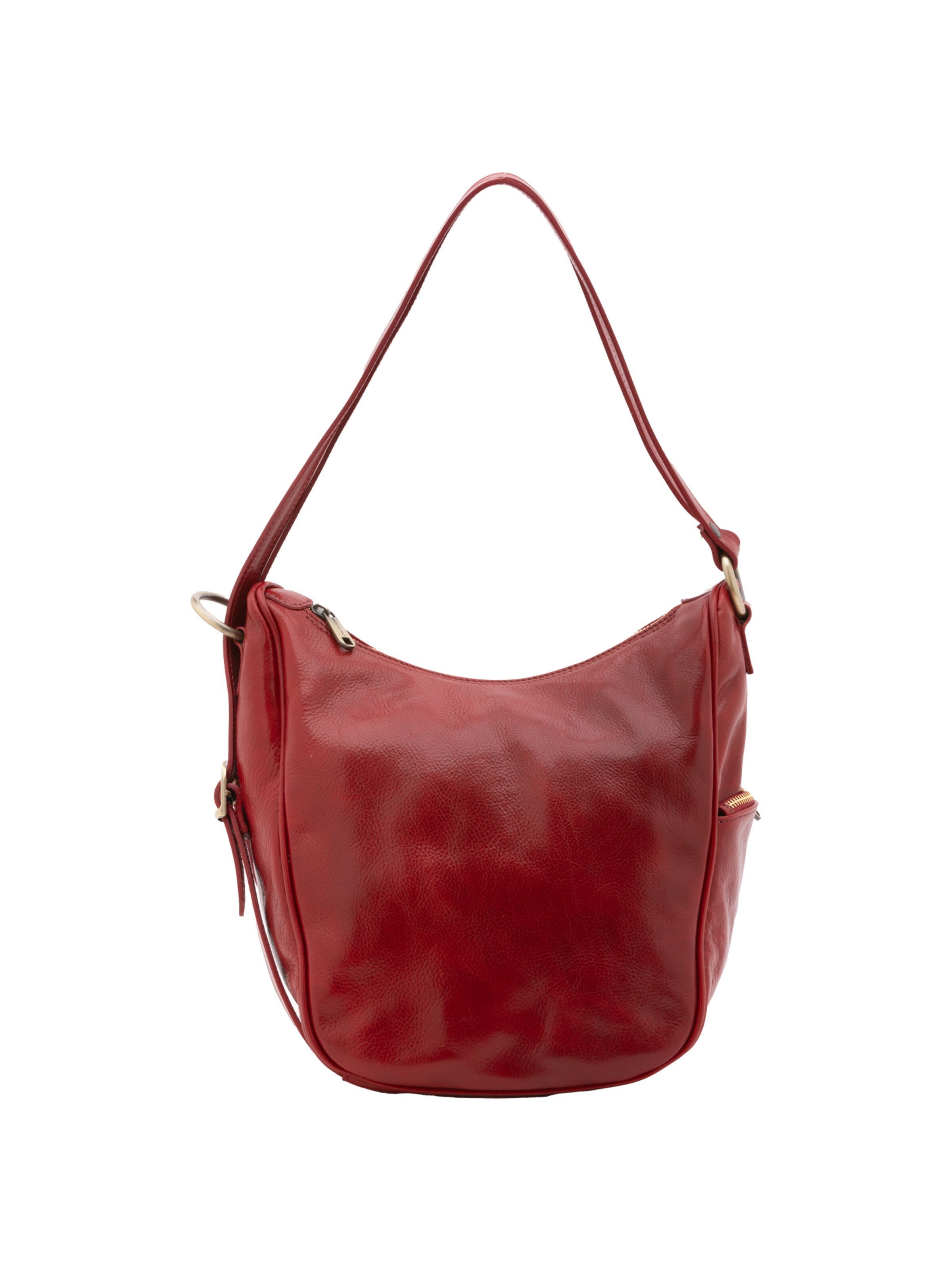 Borsa a spalla 'Borsa a Spalla Donna Vera Pelle Vacchetta - Chiusura Zip' di I Fratelli in rosso: frontale