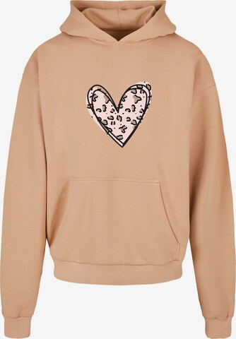Merchcode Sweatshirt 'Valentines Day - Leopard Heart' in Beige: front