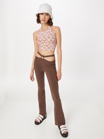 NEON & NYLON Flared Trousers in Brown