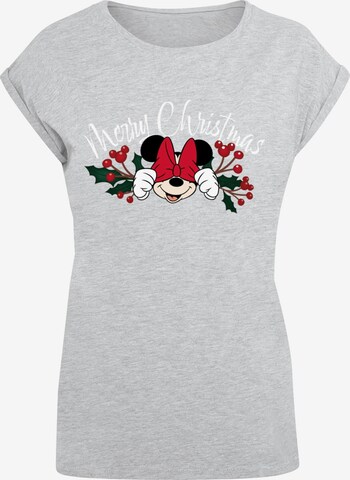 ABSOLUTE CULT T-Shirt 'Minnie Mouse - Christmas Holly' in Grau: predná strana