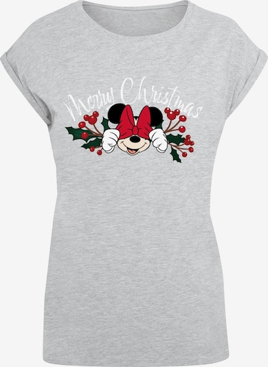ABSOLUTE CULT T-shirt 'Minnie Mouse - Christmas Holly' en gris chiné / rouge / noir / blanc, Vue avec produit