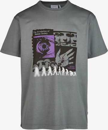 Cleptomanicx T-Shirt 'Evolution' in Grau: predná strana