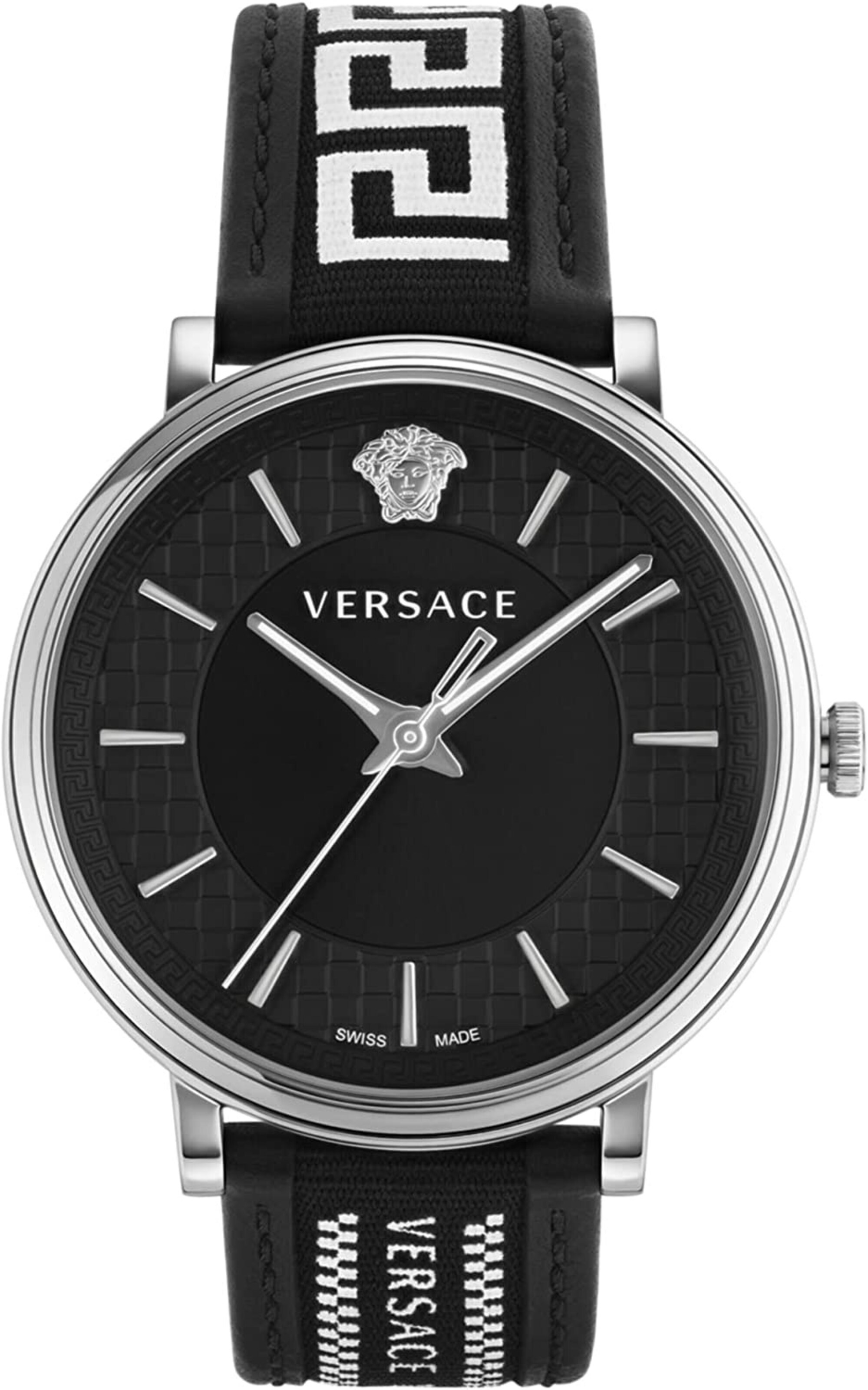 VERSACE Analoguhr 'V-Circle' in Schwarz: Vorderseite