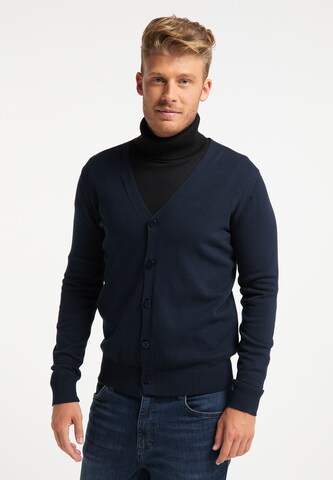 Mo ESSENTIALS Knit Cardigan in Blue: front