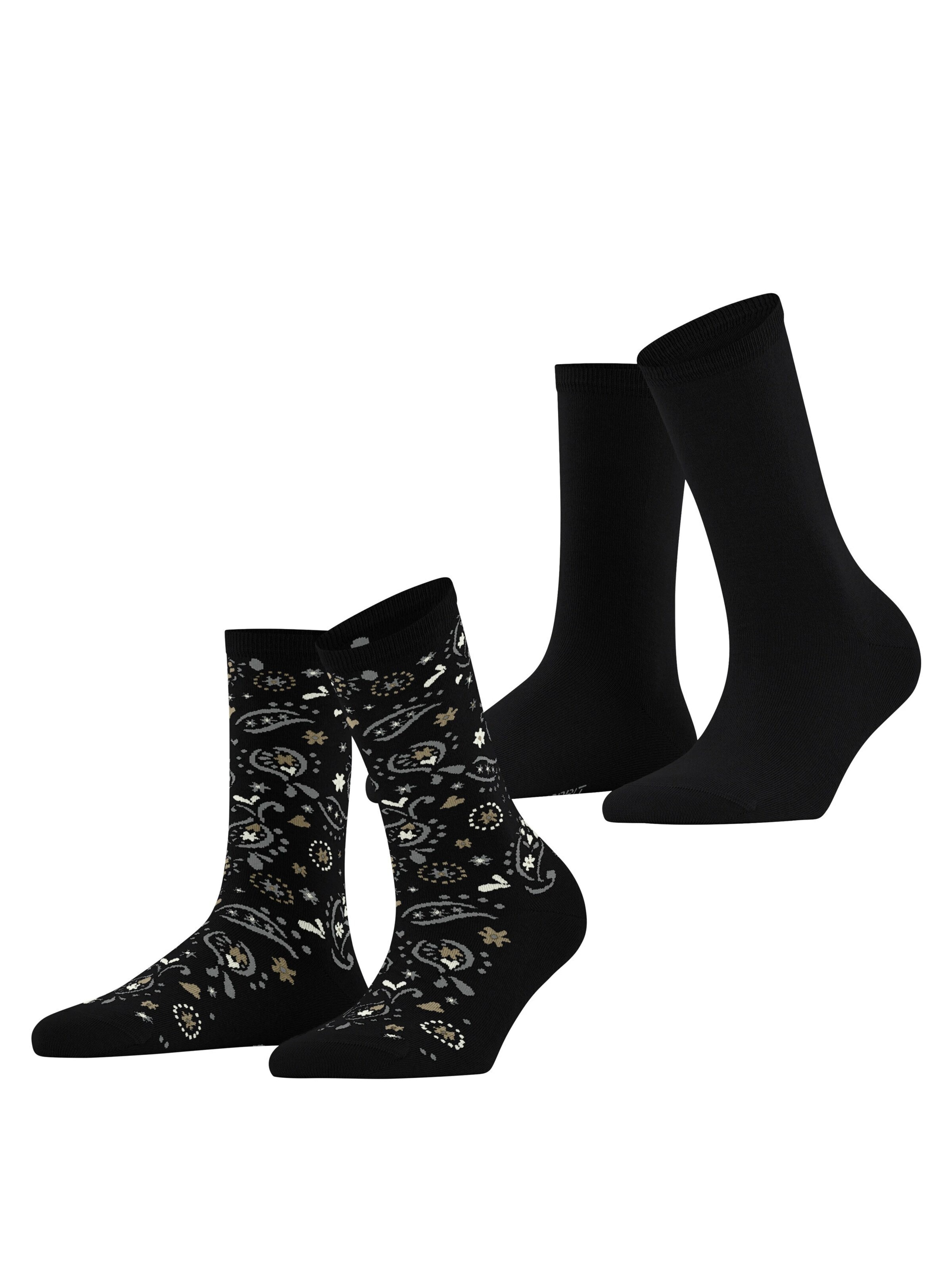 ESPRIT Socken 'Soft Paiyley 2-Pack'‌‌‌‌‌ in Schwarz: Vorderseite