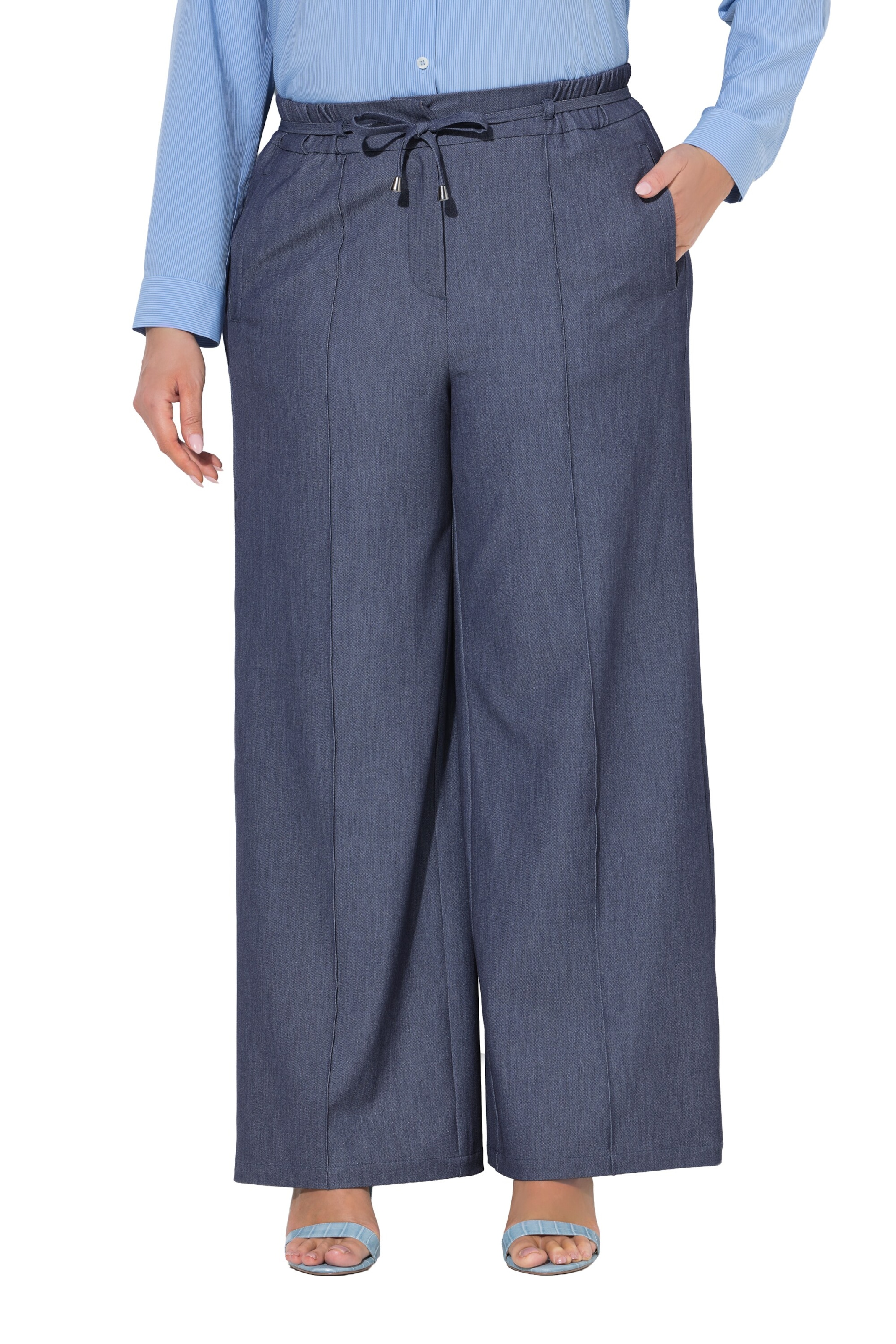 Ulla Popken Wide leg Trousers in Blue: front