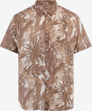 GUESS Button Up Shirt in Brown: front