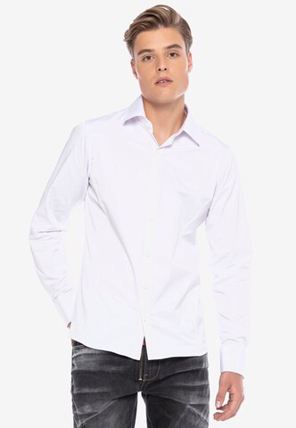 CIPO & BAXX Slim fit Overhemd in Wit: voorkant